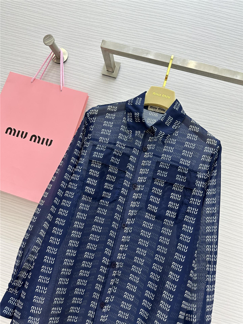 M1um1u logo lettering print sun protection shirt replica clothing