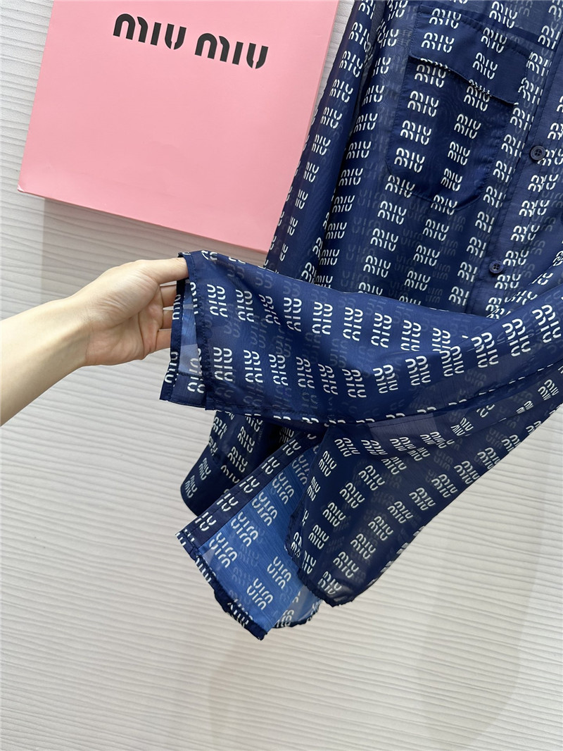 M1um1u logo lettering print sun protection shirt replica clothing