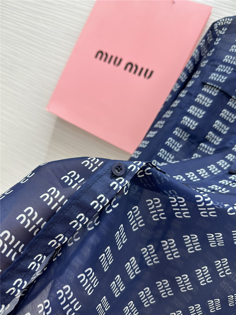 M1um1u logo lettering print sun protection shirt replica clothing