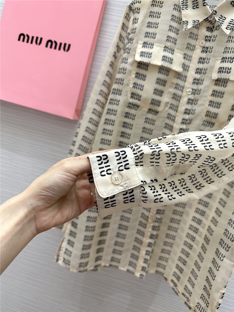 M1um1u logo lettering print sun protection shirt replica clothing