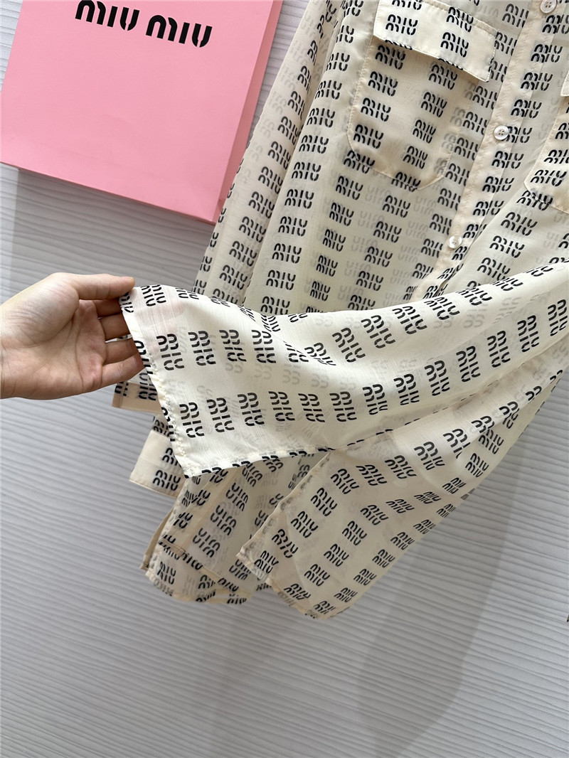 M1um1u logo lettering print sun protection shirt replica clothing