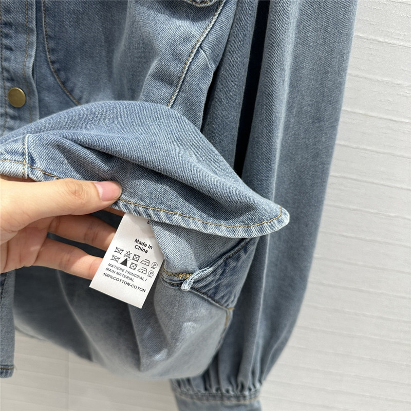 Zimm gold button tie stand collar denim shirt replica d&g clothing