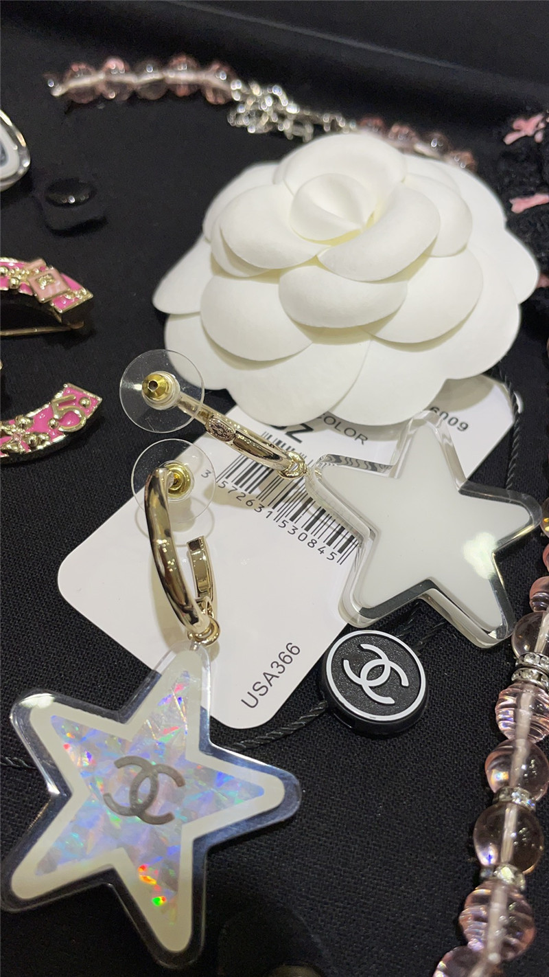 Ch**el five-pointed star resin earrings