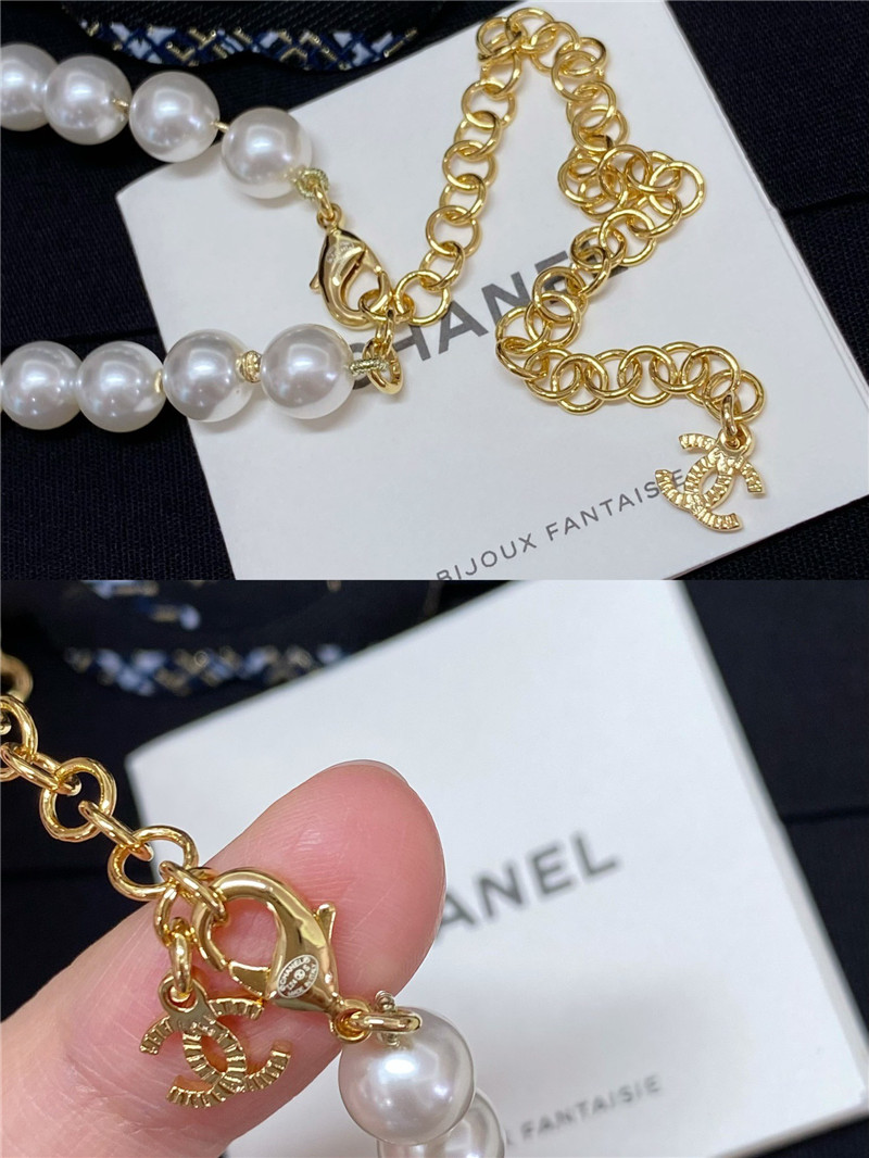 Ch**el double c water drop pearl necklace