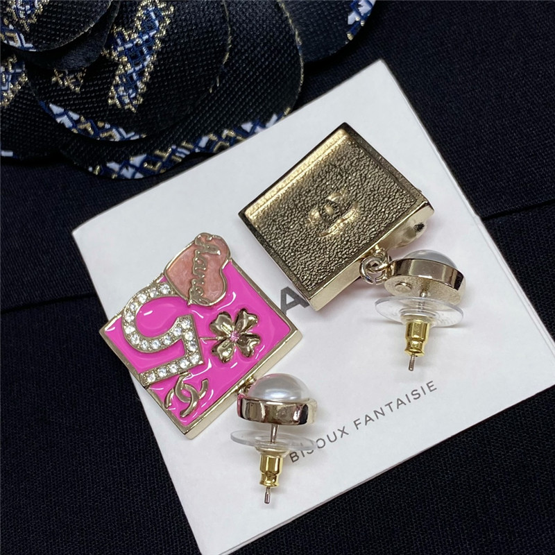 Ch**el pearl drop square earrings