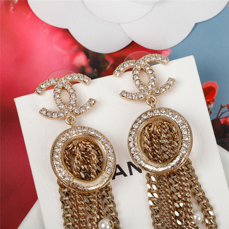 ch**el new tassel double c full D1am0nd earrings