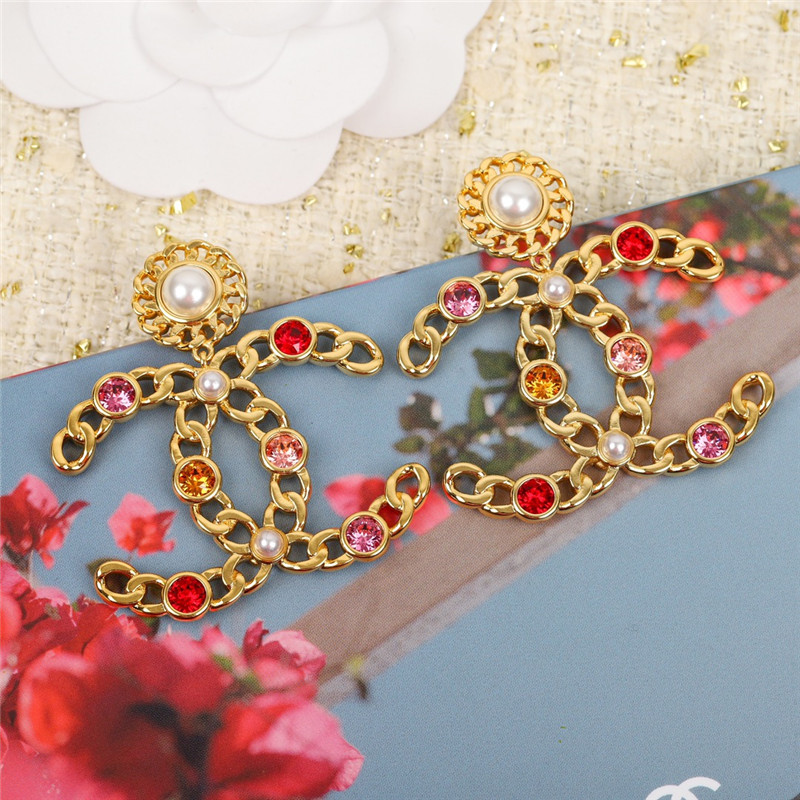 ch**el double c colored D1am0nd earrings