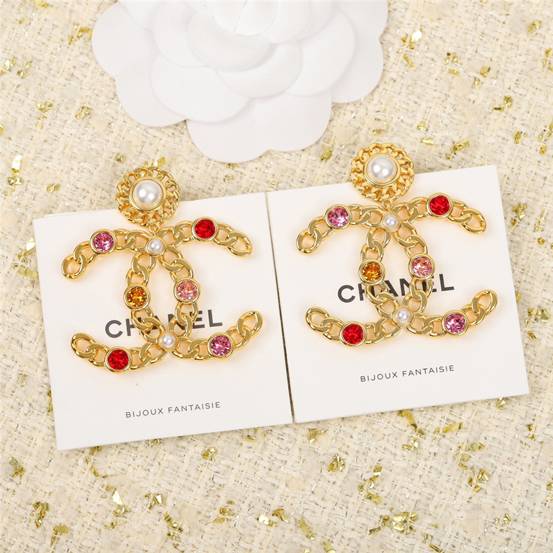 ch**el double c colored D1am0nd earrings