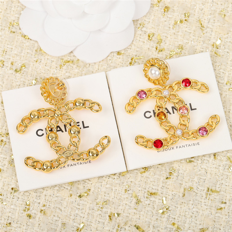 ch**el double c colored D1am0nd earrings