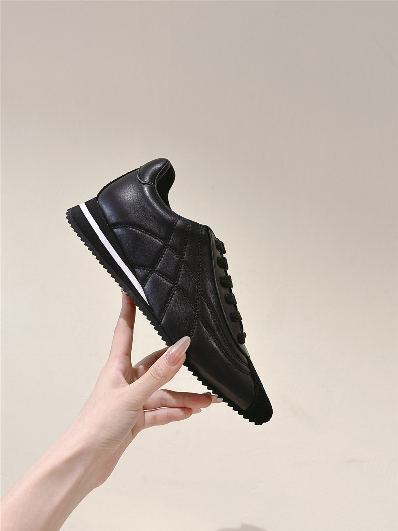 Miu Miu Point Toe Quilted Leather Sneakers in Black