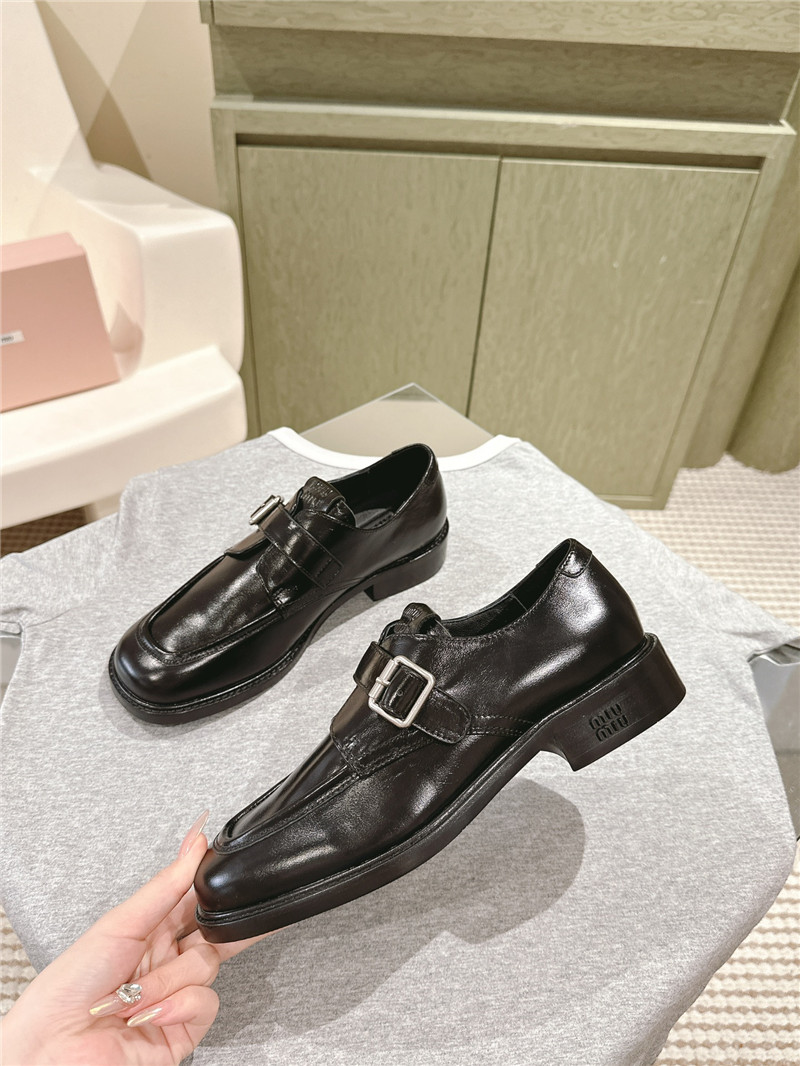 Miu Miu Black Leather Shoes with Buckle