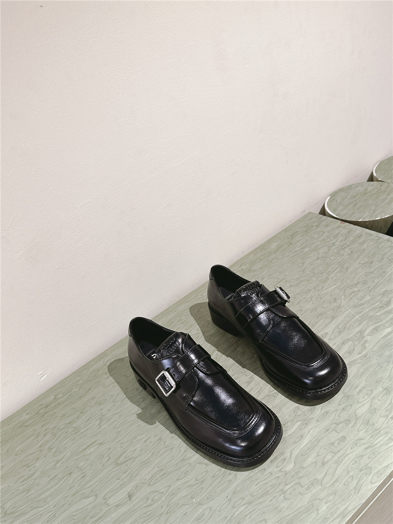 Miu Miu Black Leather Shoes with Buckle
