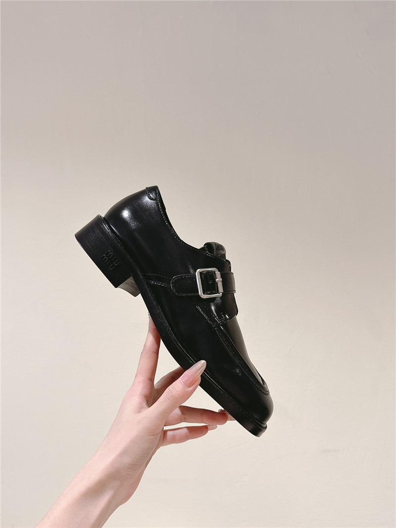 Miu Miu Black Leather Shoes with Buckle