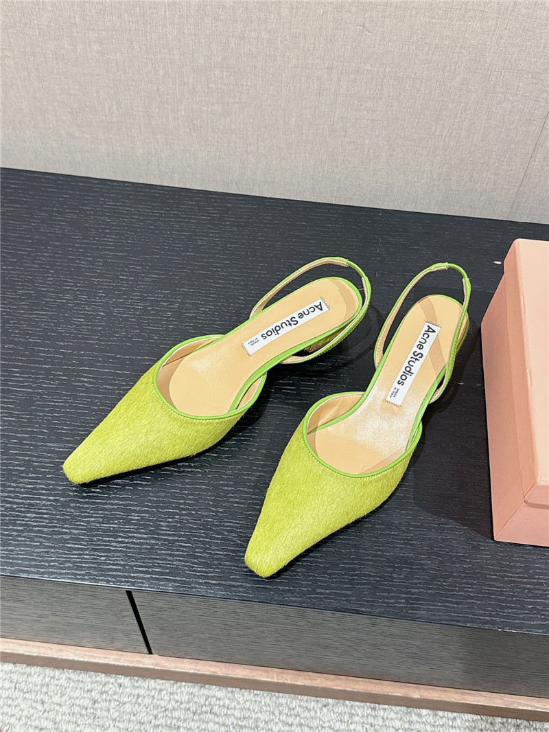 Acne Studios Green Suede Slingback Shoes