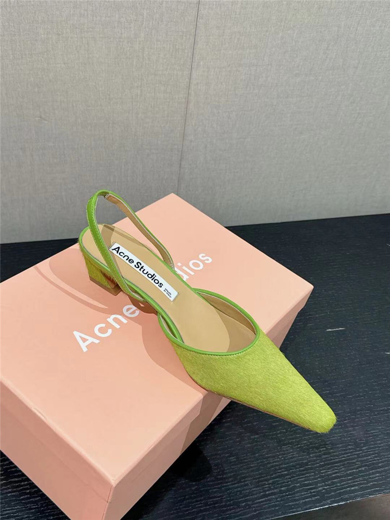 Acne Studios Green Suede Slingback Shoes
