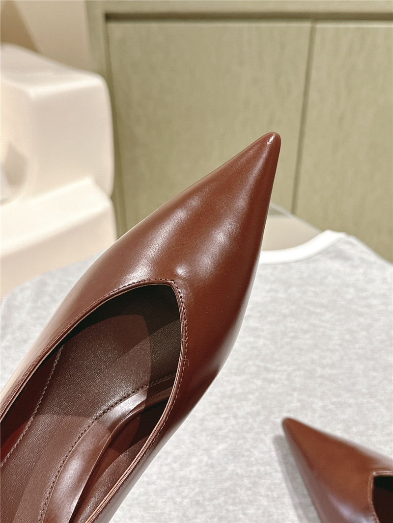Totême Wedge-Heel Abrasivato Pumps in Burgundy