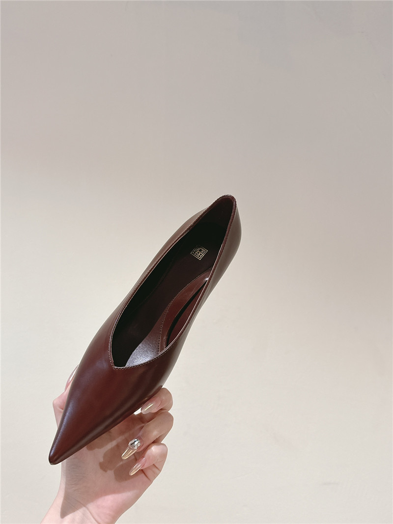 Totême Wedge-Heel Abrasivato Pumps in Burgundy