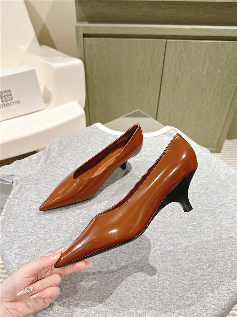 Totême Wedge-Heel Abrasivato Pumps in Brown