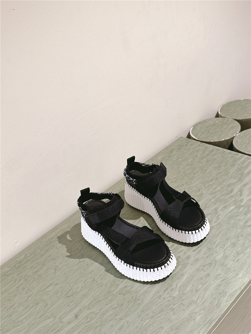 Chloé Nama Wedge Sandal in Black