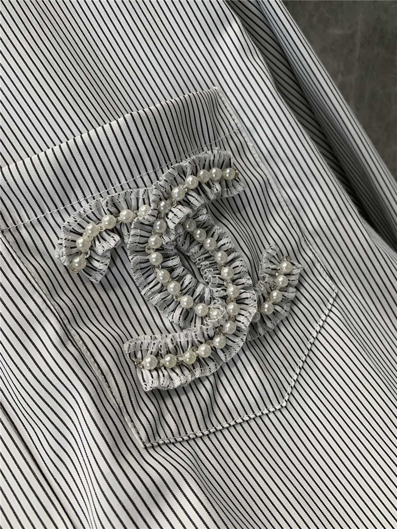 Ch**el pearl logo striped long sleeve shirt replica d&g clothing