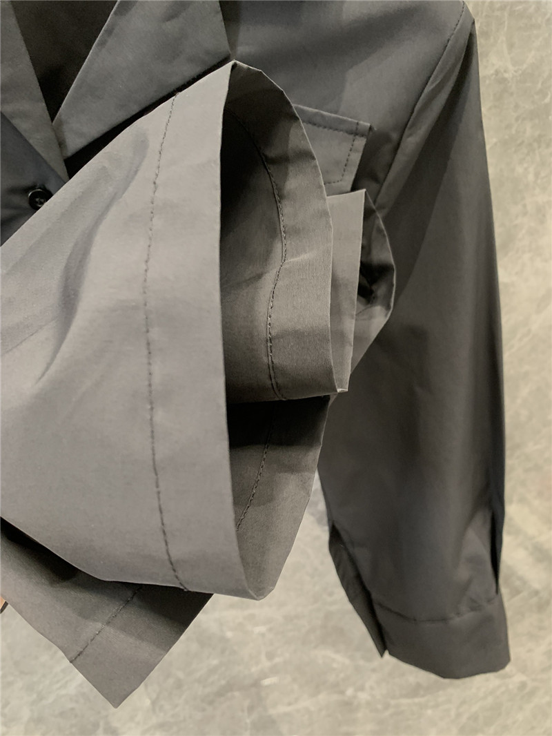 Pra*a lapel belt buckle waist sleeve shirt dress replicas clothes