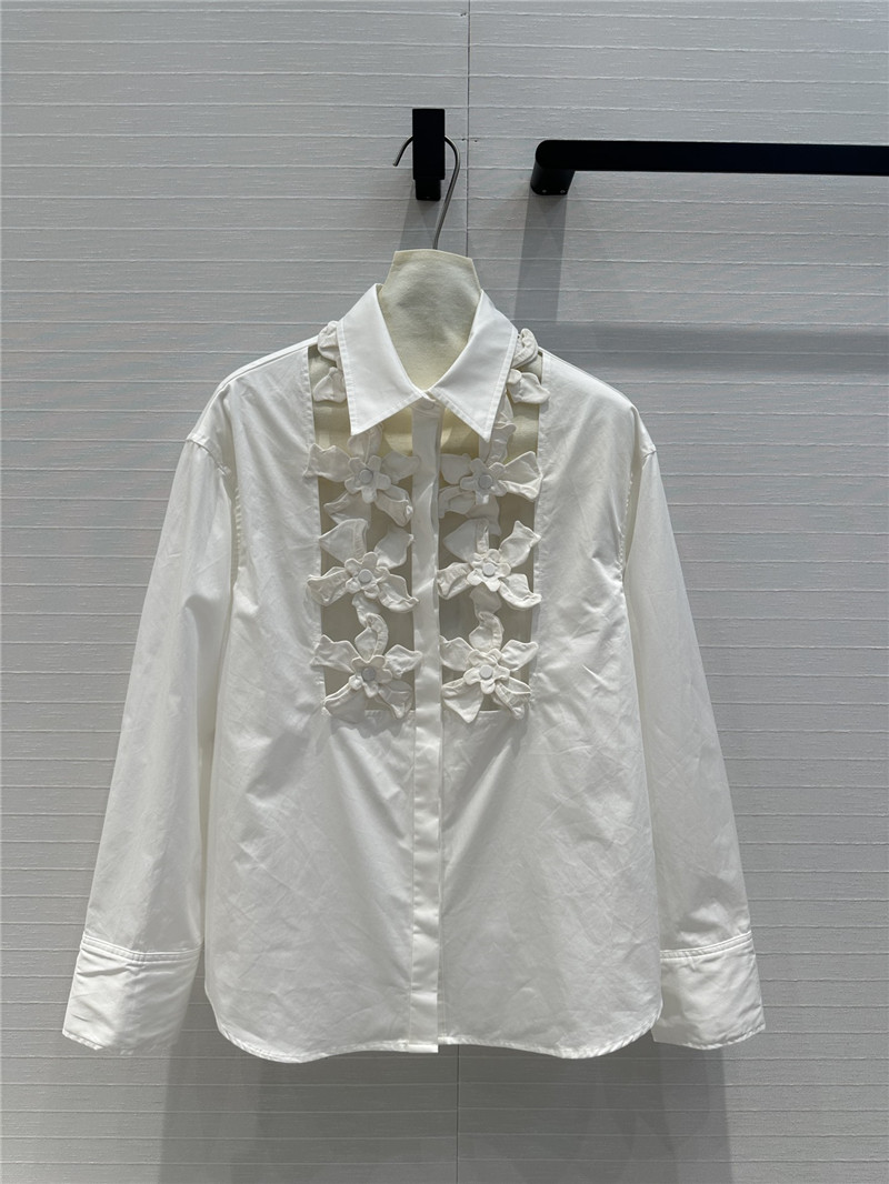 Va1e*ntin0 french elegant hibiscus flower white shirt replica clothes