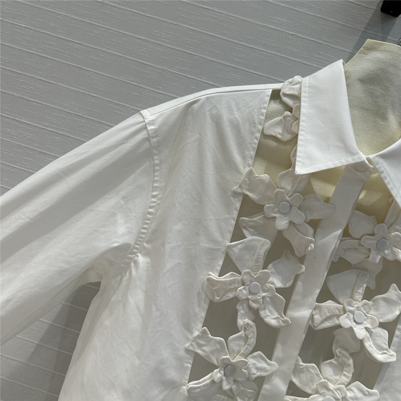 Va1e*ntin0 french elegant hibiscus flower white shirt replica clothes