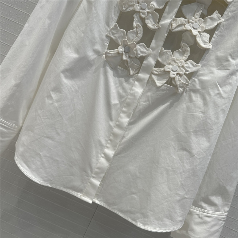 Va1e*ntin0 french elegant hibiscus flower white shirt replica clothes