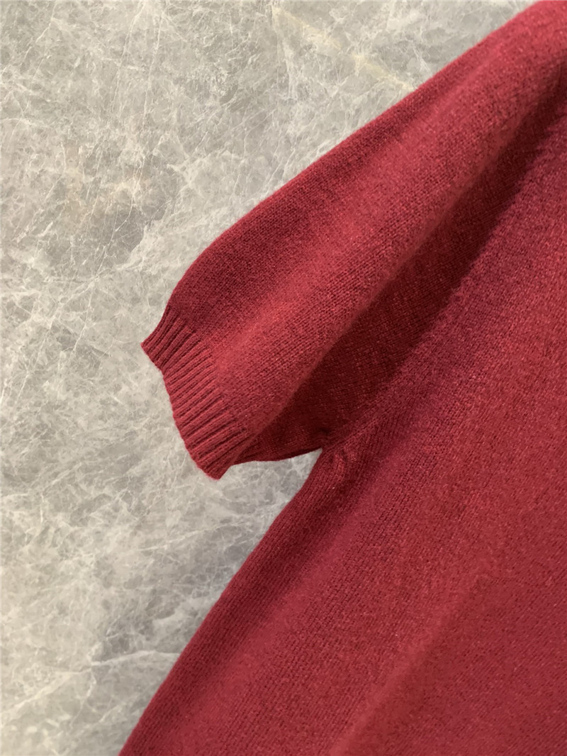 M1um1u burgundy short-sleeved sweater replica clothes