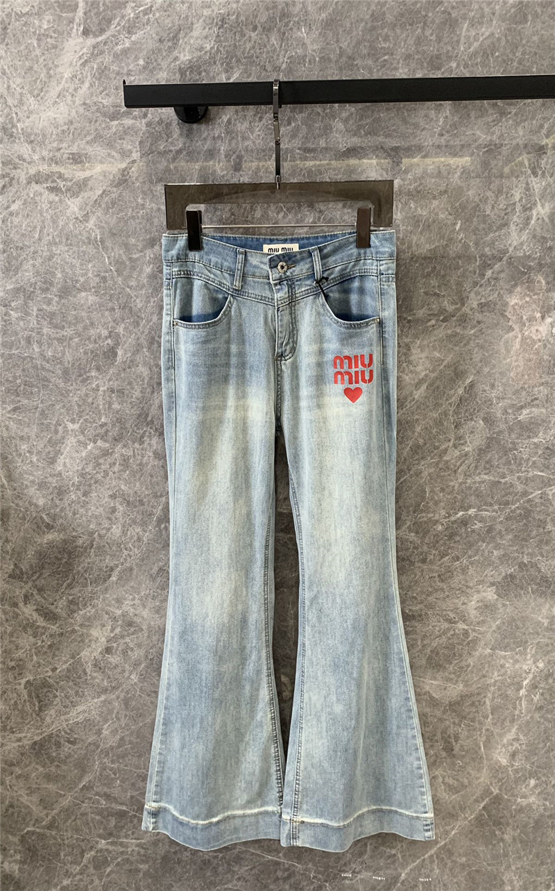 M1um1u red letter heart print flared denim replica clothes