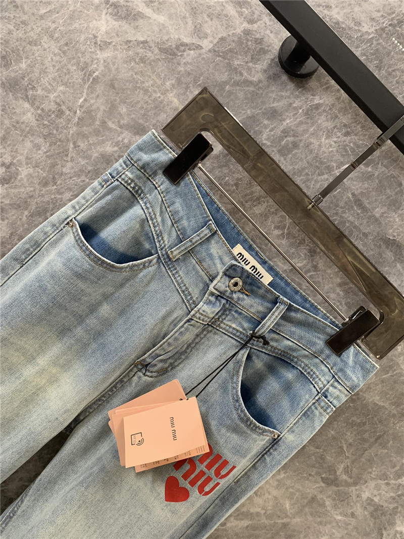 M1um1u red letter heart print flared denim replica clothes