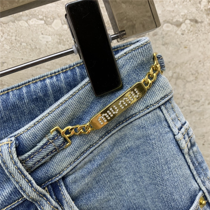 M1um1u chain-decorated bootcut jeans replicas clothes