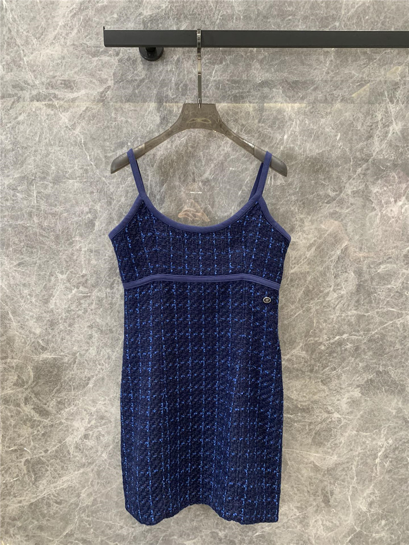 Ch**el blue tweed camisole dress replica clothing