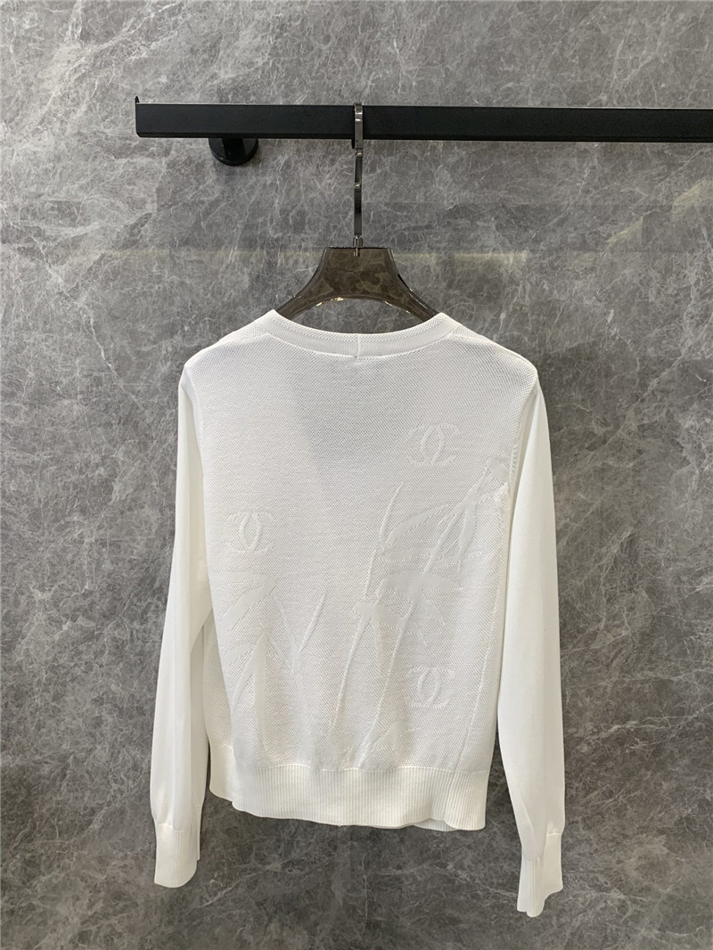 Ch**el v-neck single-breasted jacquard knit cardigan replica clothes