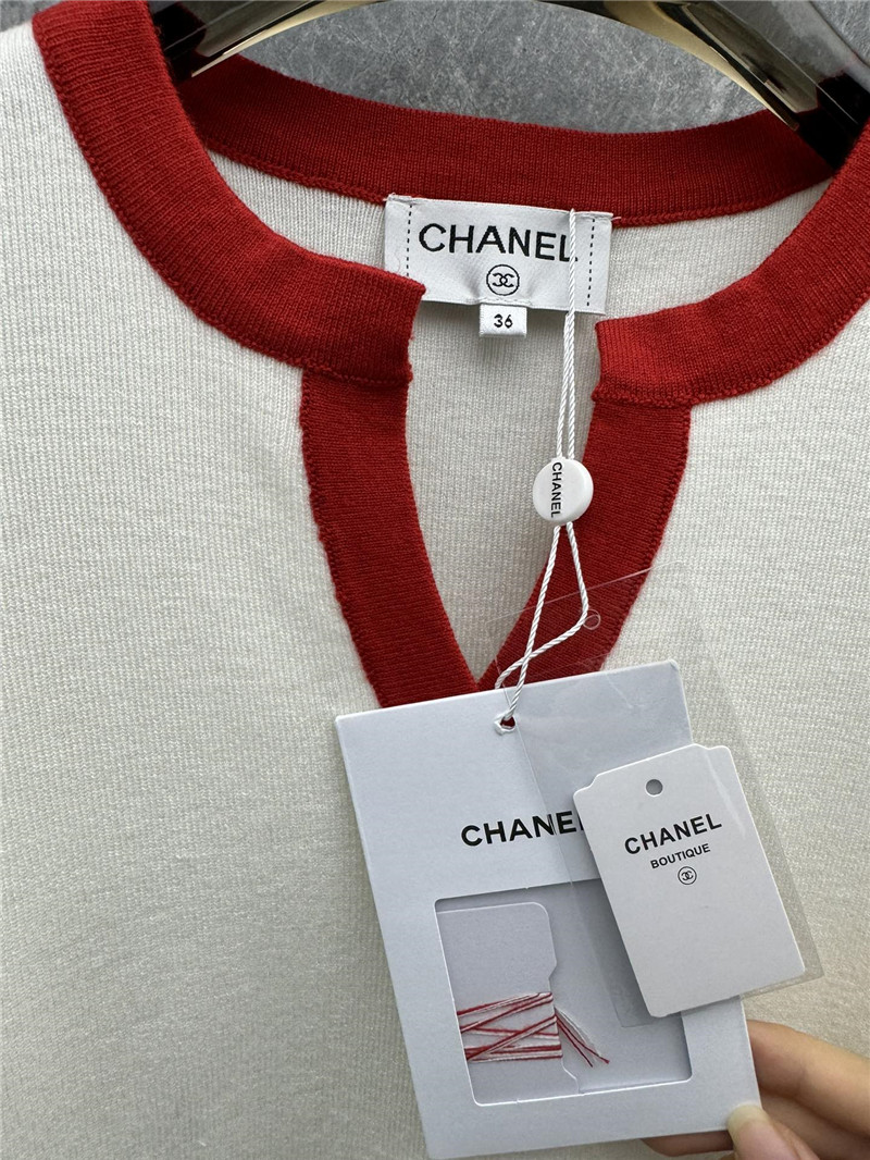 Ch**el contrast color knit top replica designer clothes