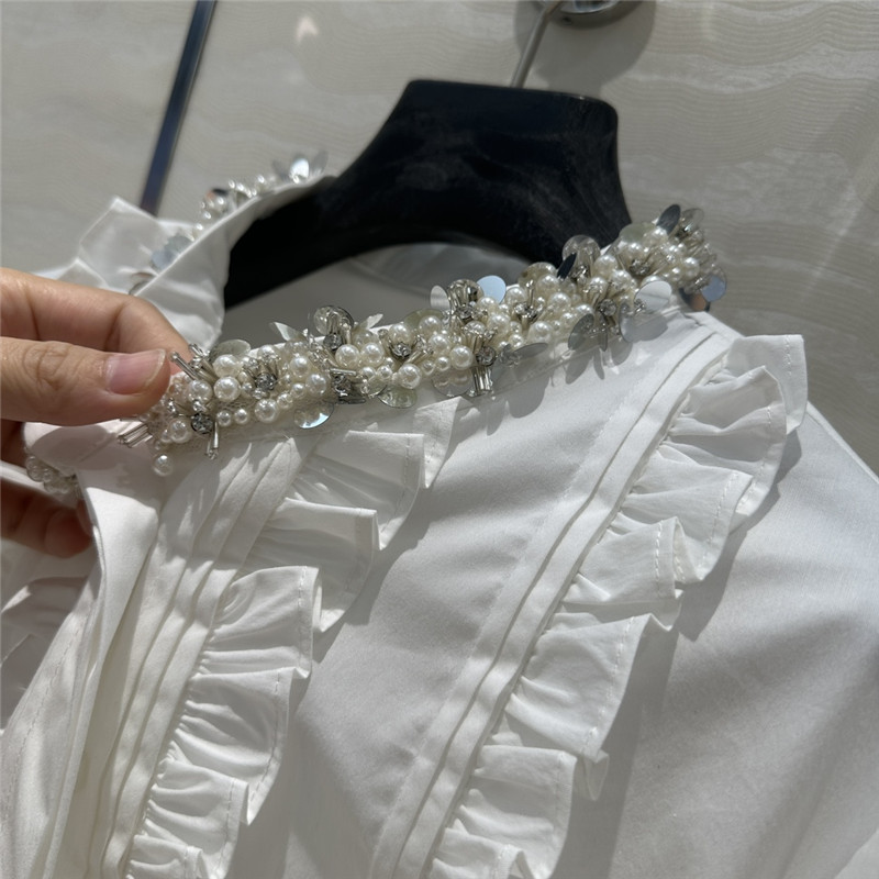 M1um1u heavy industry fixed bead collar shirt replicas clothes