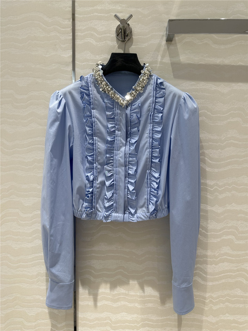 M1um1u heavy industry fixed bead collar shirt replicas clothes