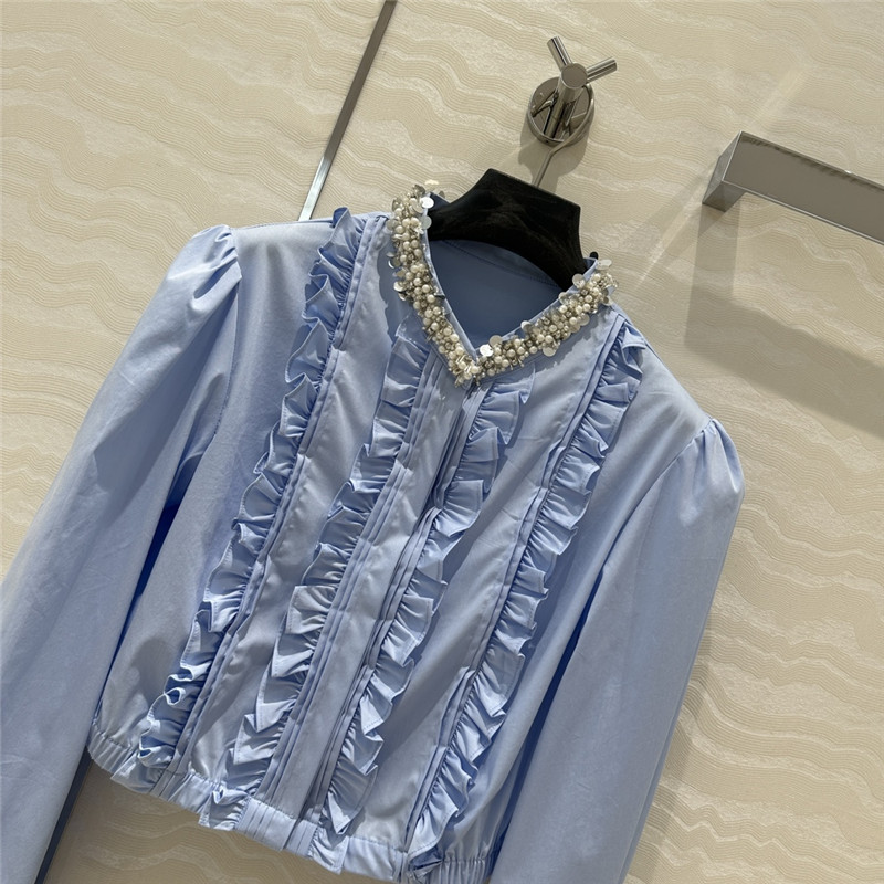 M1um1u heavy industry fixed bead collar shirt replicas clothes