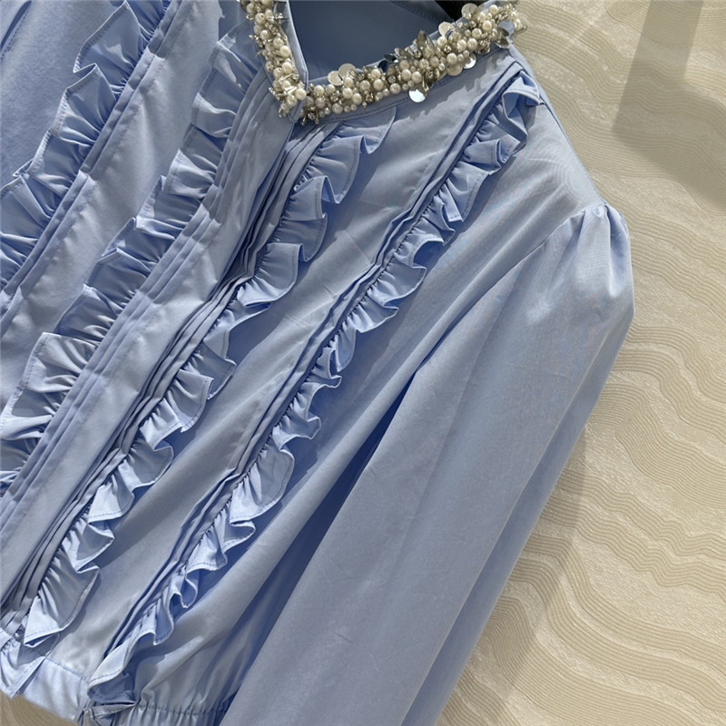 M1um1u heavy industry fixed bead collar shirt replicas clothes