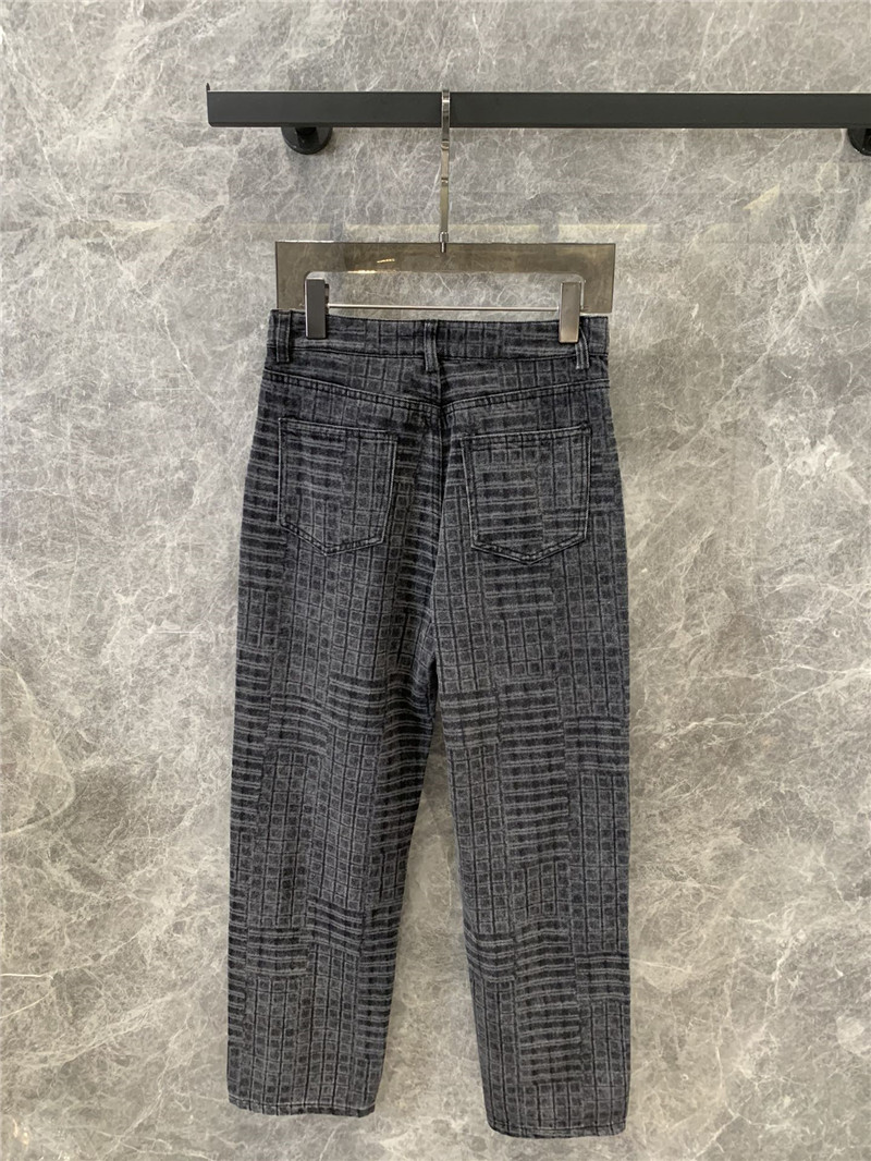 Ch**el black and grey check denim trousers replica clothing