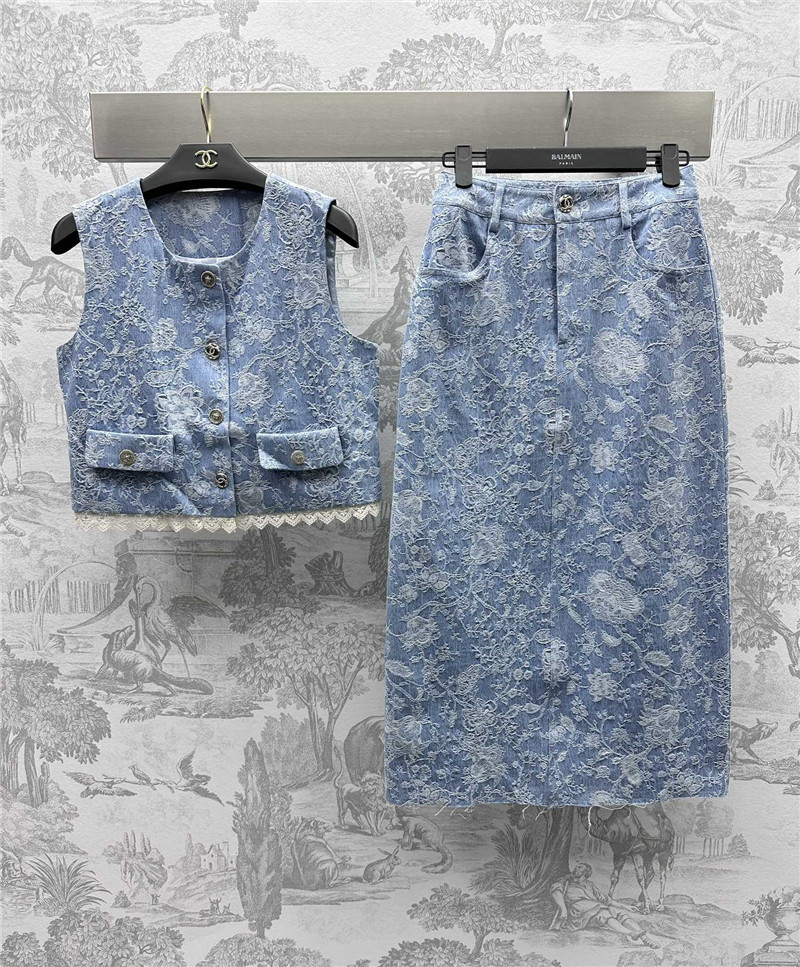 Ch**el jacquard vest skirt suit replica designer clothes