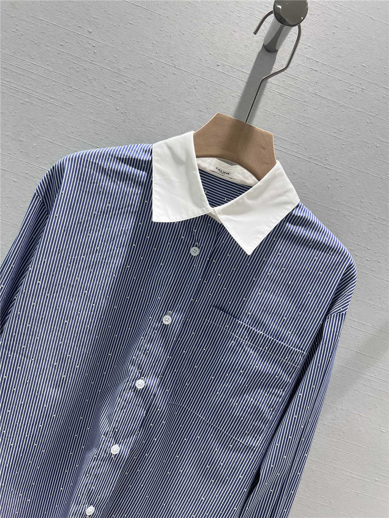 Ce1i*e striped rhinestone long-sleeved shirt replica clothes