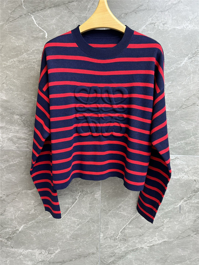 L0ew* striped embossed logo sweater replica clothing