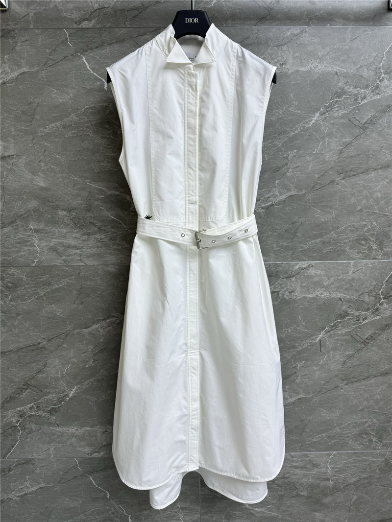 D10r white belted sleeveless shirt dress
