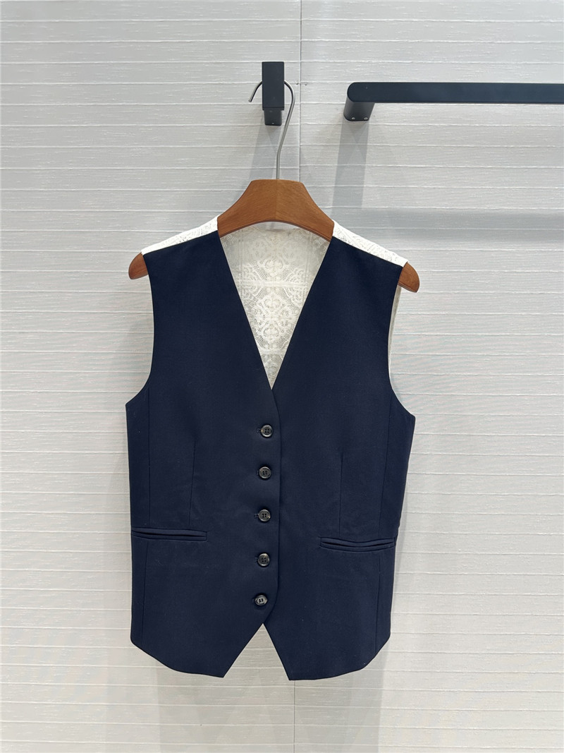 M1um1u lace patchwork button vest replica d&g clothing