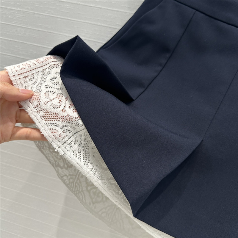 M1um1u lace patchwork fake two-piece pleated skirt replicas clothes