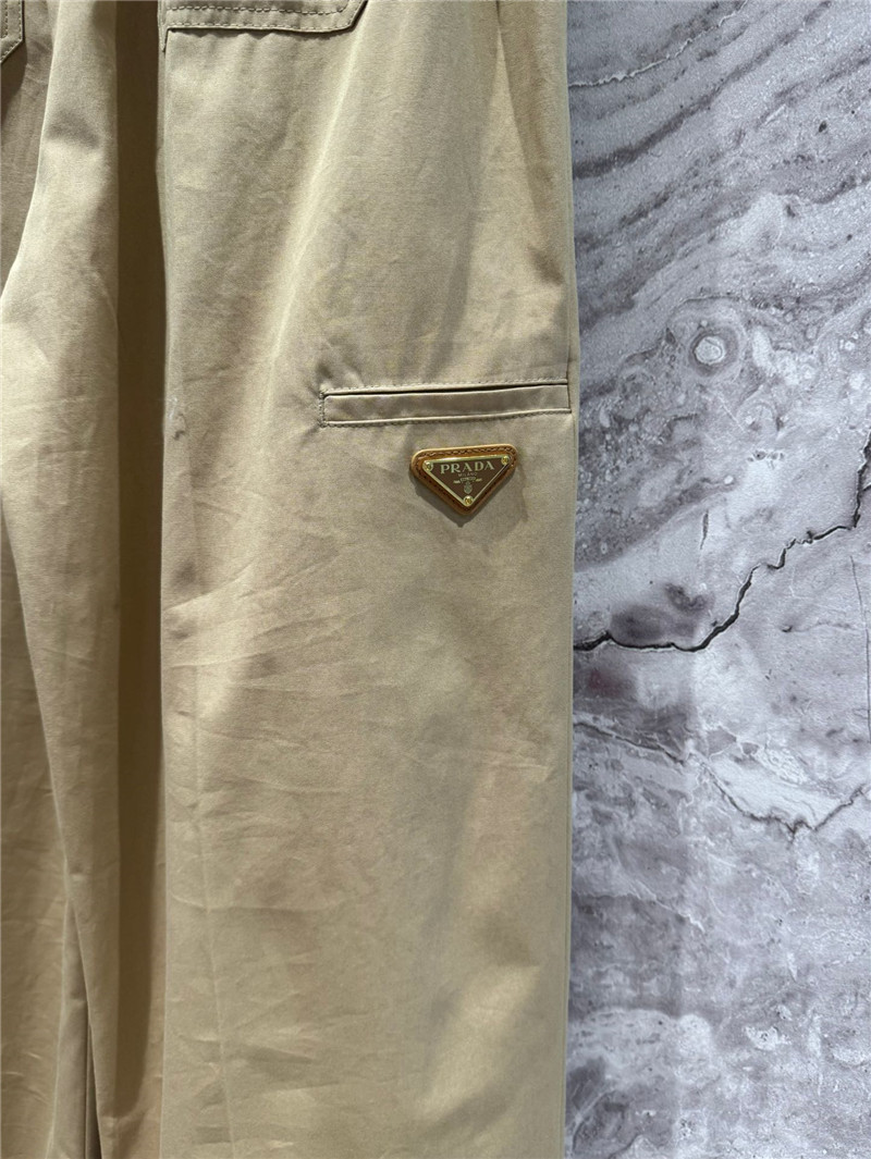 Pra*a khaki elastic waist trousers cheap replica designer clothes