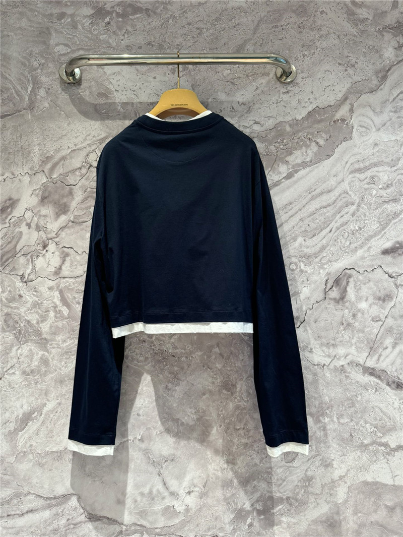 Pra*a contrast color long sleeve t-shirt replica d&g clothing