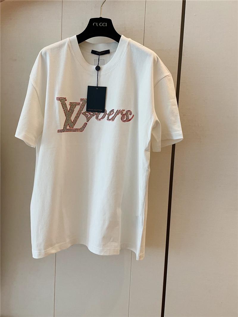l0vis Vvtt0n lv sequins beaded t-shirt replica d&g clothing