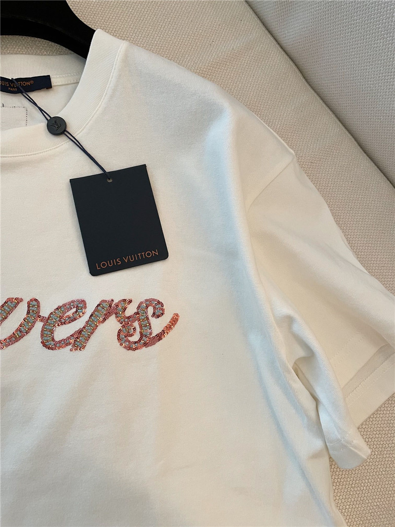 l0vis Vvtt0n lv sequins beaded t-shirt replica d&g clothing